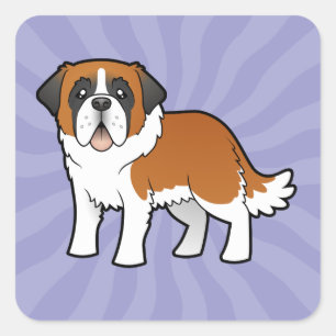 Cartoon Saint Bernard Square Sticker