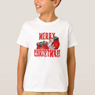 Cartoon Santa And Bags of Christmas Toys T-Shirt