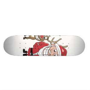 Cartoon Santa and Skateboard