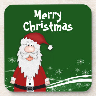 Cartoon Santa Christmas Gift Tag Coaster