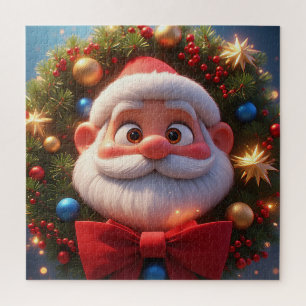 Cartoon Santa Christmas Scene For Family Fun Jigsaw Puzzle