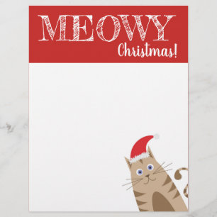 Cartoon santa claus cat pet merry christmas custom letterhead