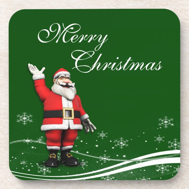 Cartoon Santa Claus Christmas Coaster (Front)