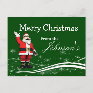 Cartoon Santa Claus Christmas Greeting Holiday Postcard