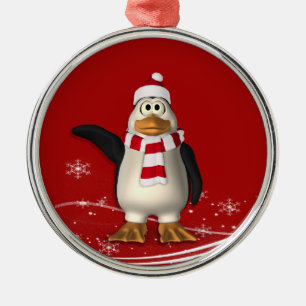 Cartoon Santa Claus Penguin Christmas Metal Tree Decoration