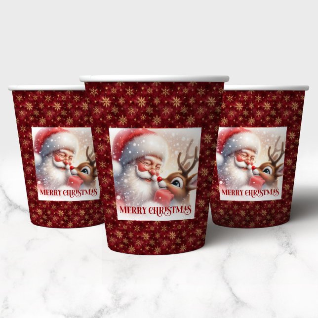 Cartoon Santa Claus Red Nose Rudolph Christmas Cup (Cartoon Santa Claus Red Nose Rudolph Christmas Cups)