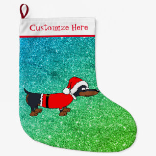 Cartoon Santa Dachshund Design Christmas Stocking