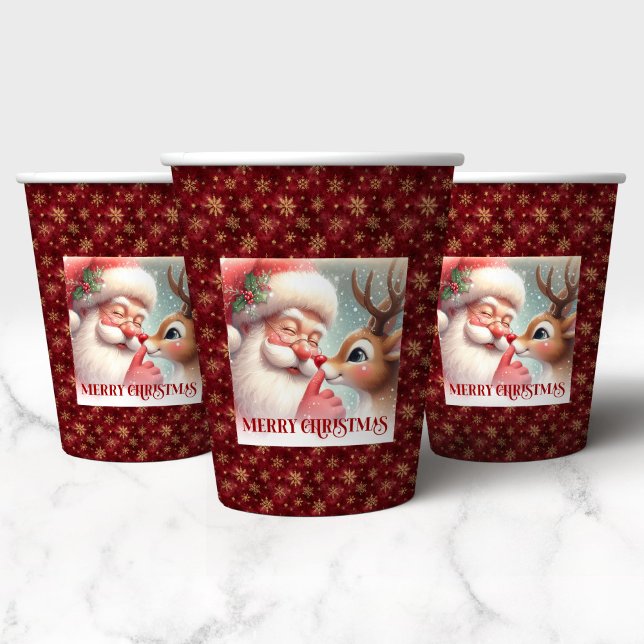 Cartoon Santa Rudolph Funny Christmas Paper Cups (Cartoon Santa Rudolph Funny Christmas Paper Cup)
