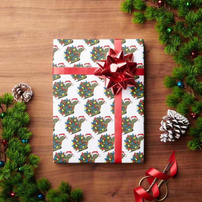 Cartoon Santa Turtles Christmas Gift Wrap (Holiday Gift)