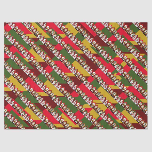 Cartoon Santas Christmas Tissue Paper (Front)