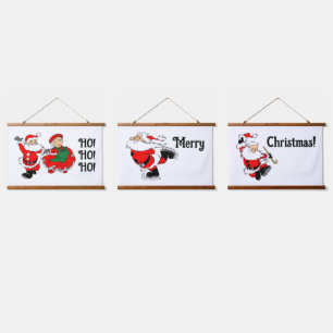 Cartoon Santas Three Panel Hanging Tapestry