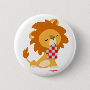 Cartoon Satiated Lion button badge