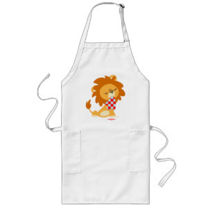 Cartoon Satiated Lion cooking apron