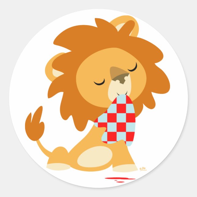 Cartoon Satiated Lion sticker (Front)