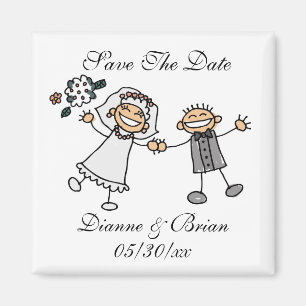 Cartoon Save The Date Custom Names Bride Groom Mag Magnet