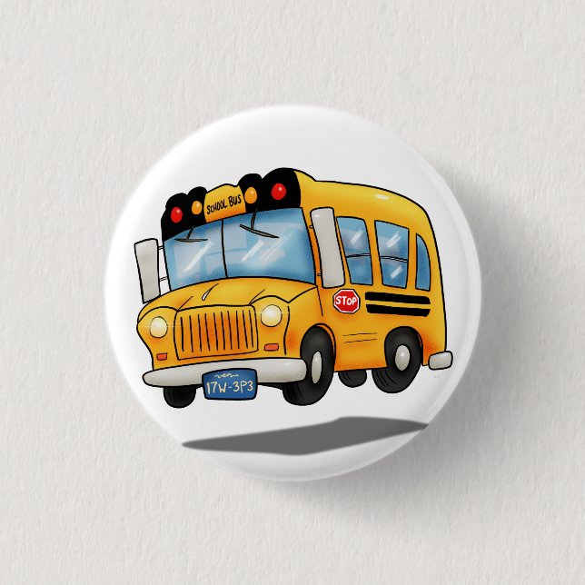 Cartoon School Bus 3 Cm Round Badge (Front)