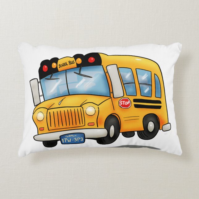 Cartoon School Bus Decorative Cushion (Front)