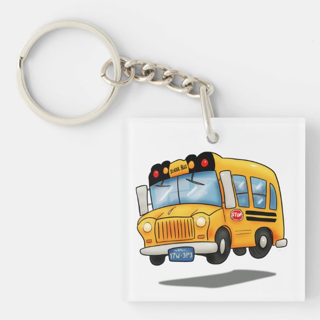 Cartoon School Bus Key Ring (Front)