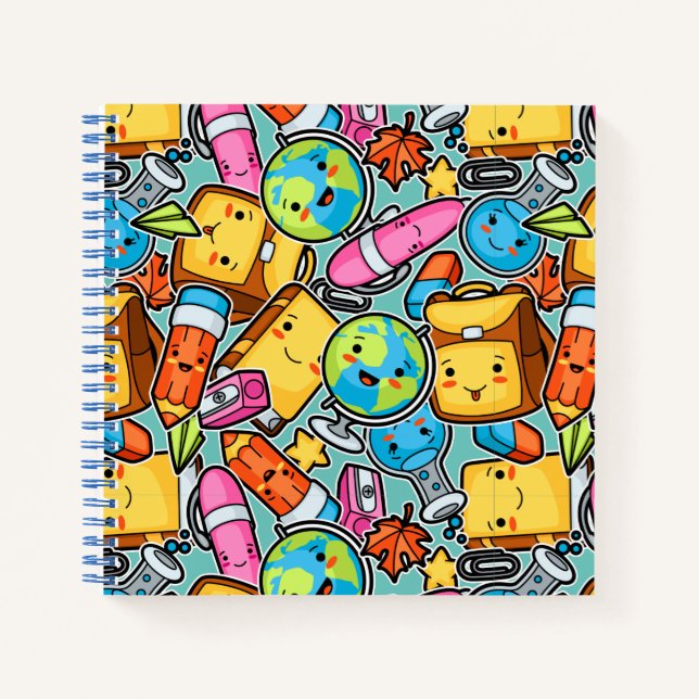 Cartoon School Pattern Notebook (Front)