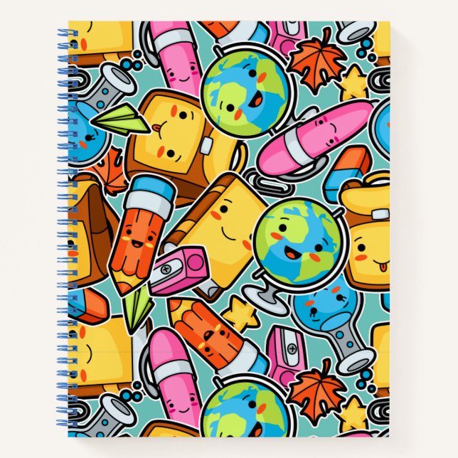 Cartoon School Pattern Notebook (Front)