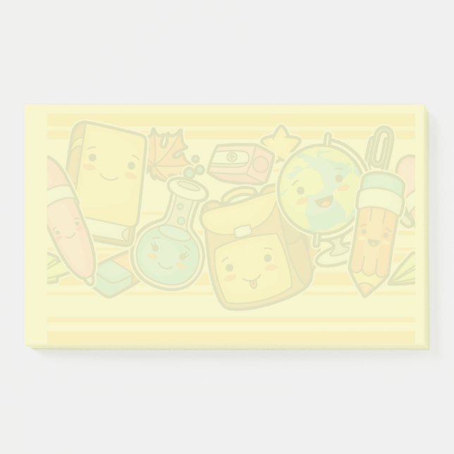 Cartoon School Supply Pattern Post-it Notes (Front)