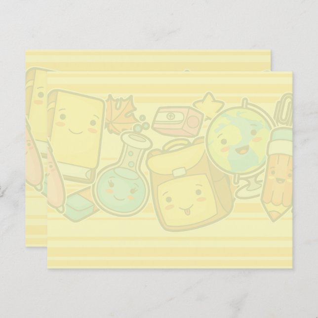 Cartoon School Supply Pattern Post-it Notes (Front/Back)