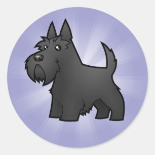 Cartoon Scottish Terrier Classic Round Sticker