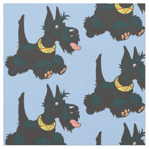 Cartoon scottish terrier fabric