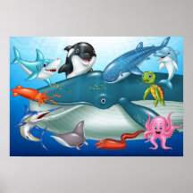 Cartoon sea animals Poster