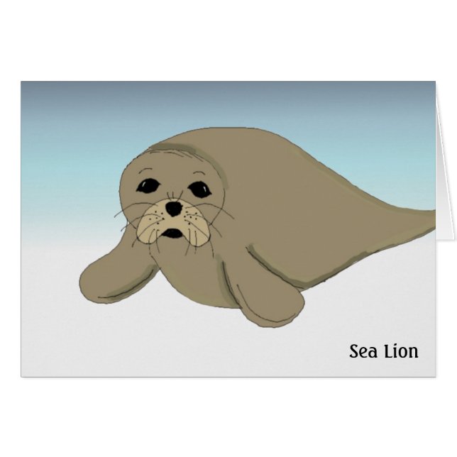 Cartoon Sea Lion Note Card  (Front Horizontal)