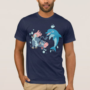 Cartoon Sea Mammals: Seacow and Dolphin T-shirt
