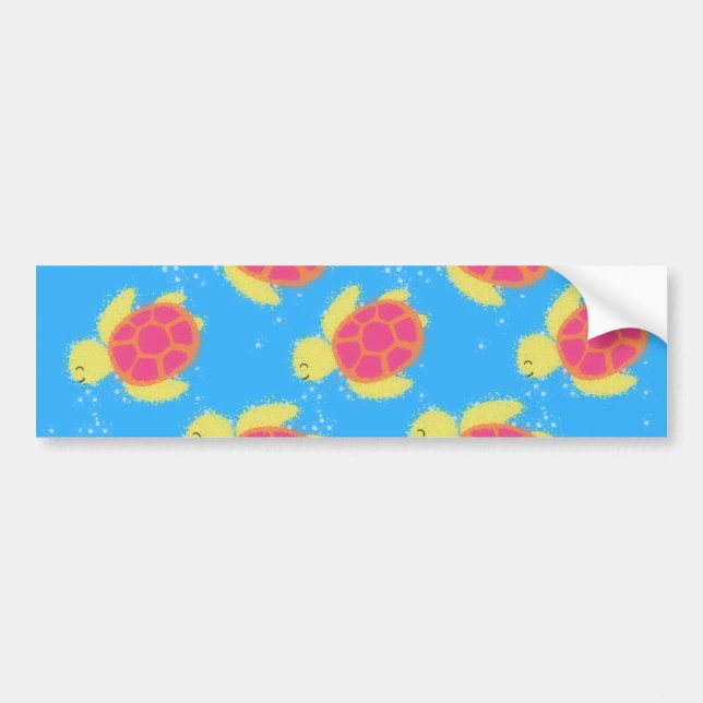 Cartoon Sea Turtle Pattern Bumper Sticker (Front)