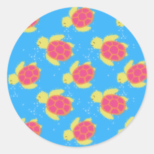Cartoon Sea Turtle Pattern Classic Round Sticker