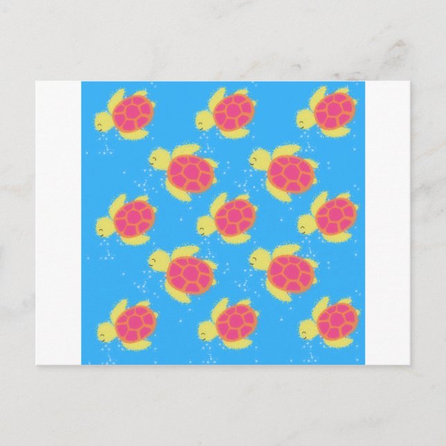 Cartoon Sea Turtle Pattern Postcard (Front)