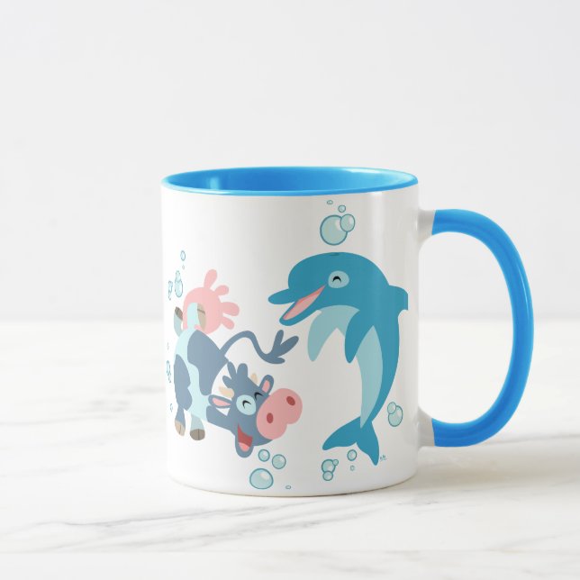 Cartoon Seacow and Dolphin Mug (Right)