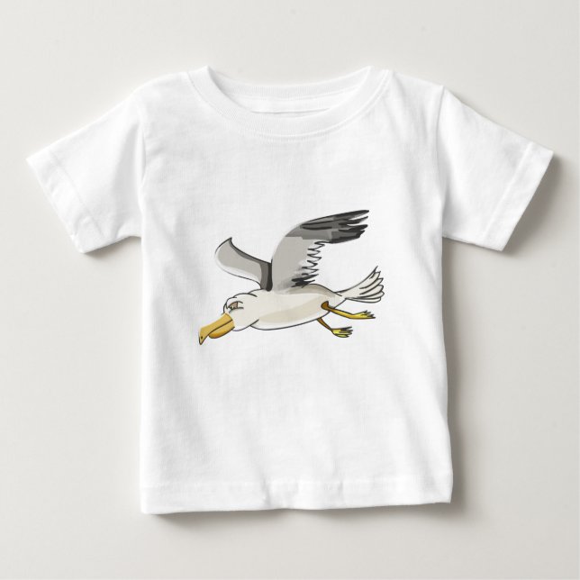 cartoon seagull flying over head baby T-Shirt (Front)
