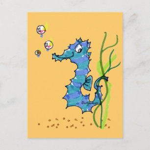 Cartoon Seahorse Cute Fish Postcard