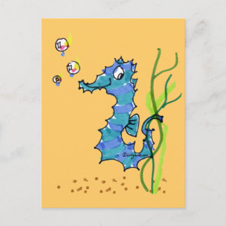 Cartoon Seahorse Cute Postcard