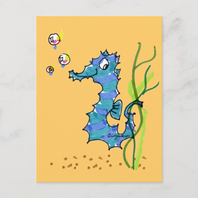 Cartoon Seahorse Cute Postcard (Front)