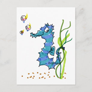 Cartoon Seahorse Cute Postcard