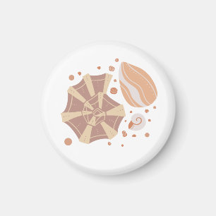 Cartoon seashell with doodle ornament magnet