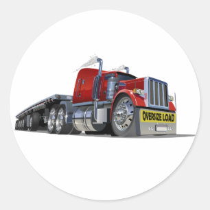 Cartoon semi truck classic round sticker