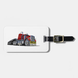 Cartoon semi truck luggage tag