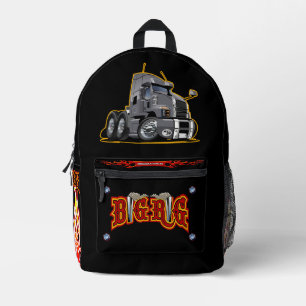 Cartoon semi truck printed backpack