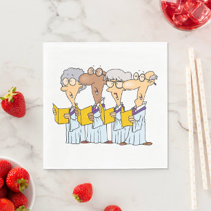 Cartoon Senior Citizens Church Choir Singing Napkin