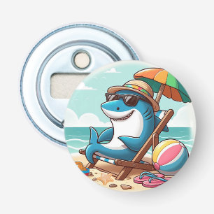 Cartoon shark at the beach bottle opener
