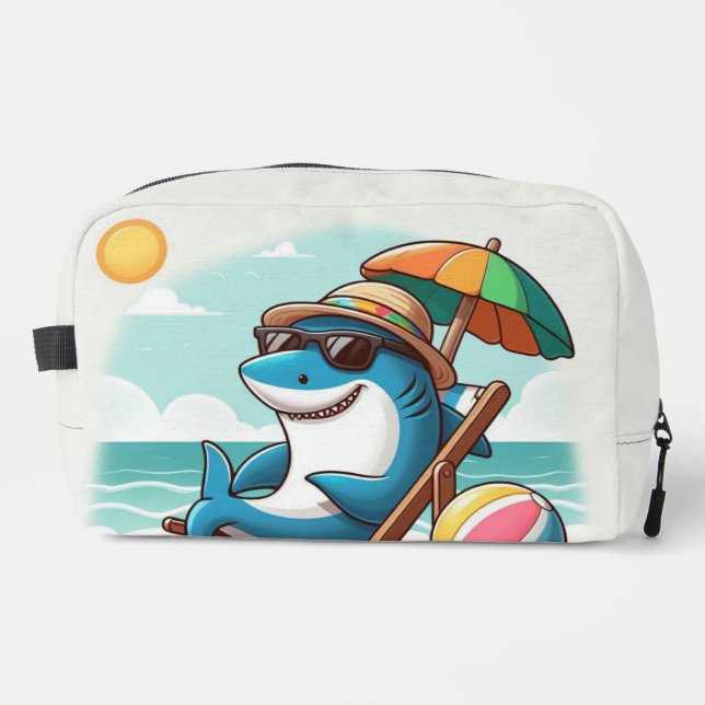Cartoon shark at the beach dopp kit (Front)