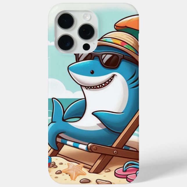 Cartoon shark at the beach iPhone / iPad case (Back)