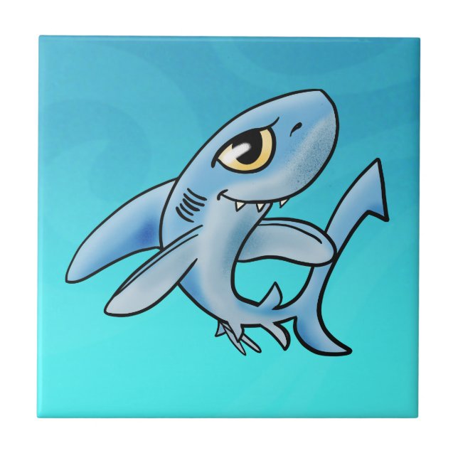 Cartoon Shark Ceramic Tile (Front)