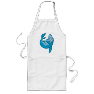 Cartoon Shark rolling back laughing Apron